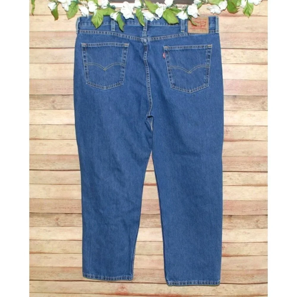 Levis 550 Jeans Mens Size 42x30 Regular Straight Leg Blue Denim Casual Cotton